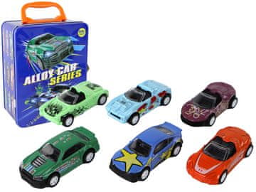 slomart Set 6 vozila LEAN TOYS s frikcijskim pogonom u kutiji, metal 1:64