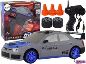 Sportski automobil na daljinsko upravljanje R/C 1:24 sivi s izmjenjivim kotačima