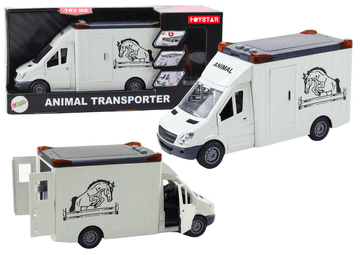 slomart LEAN TOYS Kamion Transporter za Konje Otvaranje Vrata Svjetlo Zvuk Bijeli