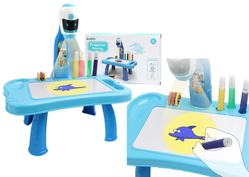 slomart Mini projektor robot LEAN TOYS, stolić za crtanje, plavi