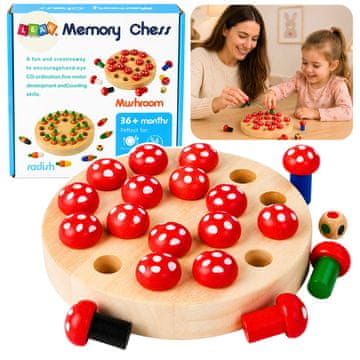 slomart Igra memorije Obiteljska Crvene Mušnice Drvena LEAN TOYS