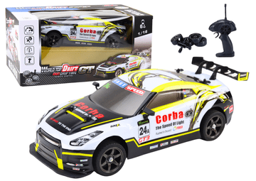 RC sportski automobil 1:16 Drift s izmjenjivim kotačima bijeli i žuti