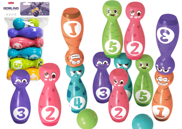 slomart Set za kuglanje 'Smajlići' Lean Toys, šarene kugle