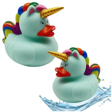 slomart LEAN TOYS Patkica jednorog igračka za kupanje, dugina griva, zelena