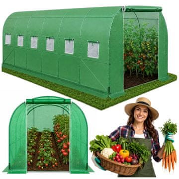 slomart Vrtni tunel LEAN XMX607 zeleni, 6x3x2m, UV zaštita, prozori