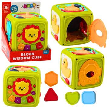 slomart LEAN TOYS Interaktivna edukativna kocka s lavom, zelena