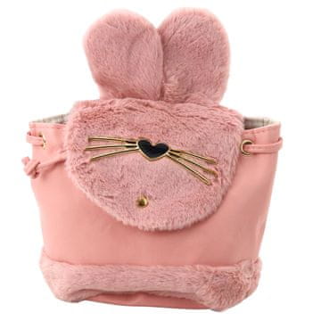 slomart Dječji plišani ruksak s ušima, podesiva ružičasta 22 cm, 4 L