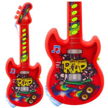 slomart Dječja električna gitara s melodijama i gamama, crvena