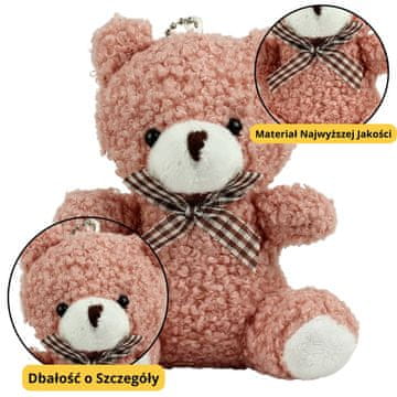 slomart LEAN TOYS plišani privjesak za ključe - Medo, roza, 8 cm