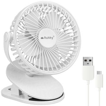 slomart Bežični stolni ventilator Ruhhy 25566, bijeli, sa kopčom