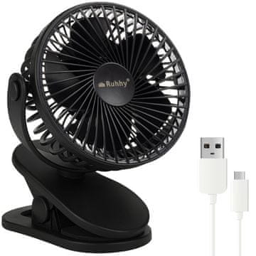 slomart Bežični stolni ventilator Ruhhy 25567, crni, sa kopčom