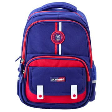 Školski ruksak s remenom za prsa, tamnoplavi, crveni, 20 l, 38 cm