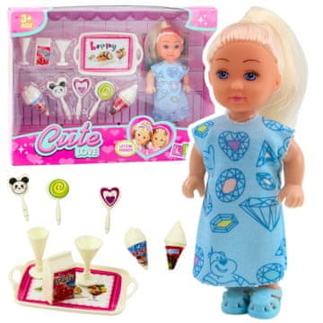 slomart Set LEAN TOYS: Mini lutka, dodaci, plava haljina, 12cm