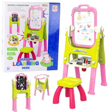 slomart LEAN TOYS Edukacijska ploča 5u1 sa stolcem, ružičasta