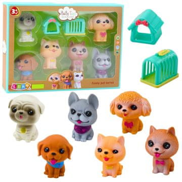 slomart LEAN TOYS Set gumenih psića sa škripom