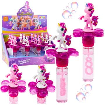 slomart Mjehurići LEAN TOYS Jednorog, rotirajuća cvijet, LED svjetlo, 20cm