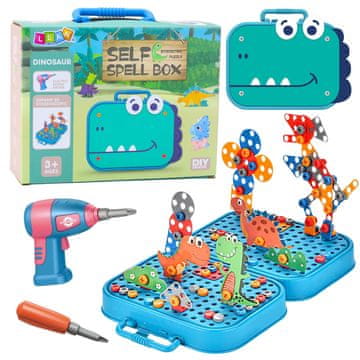 slomart LEAN TOYS set za sastavljanje dinosaura u koferu, 228 dijelova