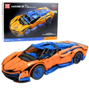 slomart LEAN TOYS građevinski blokovi sportski auto RC, 1883 komada, plavo-narančasti