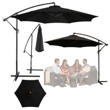 Parasol LEAN Vrtni suncobran bočni s podešavanjem nagiba 350x250cm, crni