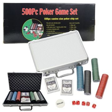 slomart LEAN TOYS profesionalni poker set, 500 žetona, aluminijski kovčeg