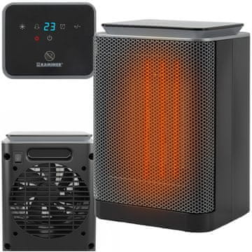 slomart Kaminer Lumini Grey keramični grijač prostora 1500W, LED, termostat, timer
