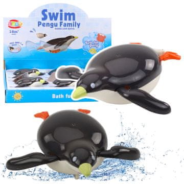 slomart LEAN TOYS Pingvin koji pliva na navijanje za kupanje, siv