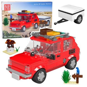 Set građevinskih kockica Automobil Fiat 126 Maluch s prikolicom 393 dijela.