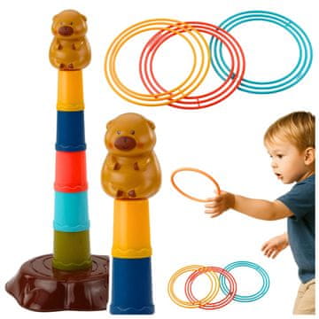 slomart Igra spretnosti LEAN TOYS: Meta, obruči, kapibara, 5 razina