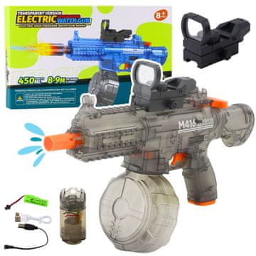 slomart Električni vodeni pištolj LEAN TOYS M416 sa svjetlećim ciljnikom, 450 ml, 8-10 m