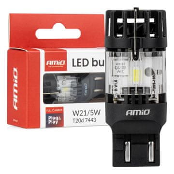 slomart AMiO Lumitec T20D 7443 W21/5W LED žarulja, 12V, Full Canbus, bijela