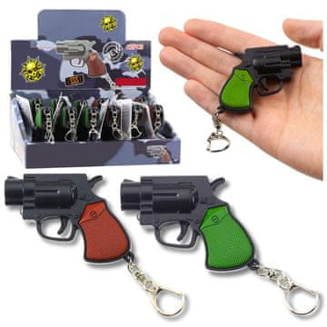 slomart Mini pištolj revolveraš privjesak za ključe LED laser 6,5 cm LEAN TOYS