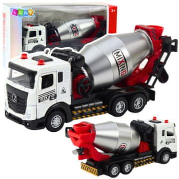 slomart LEAN TOYS Bager miješalica za beton, građevinsko vozilo, metalna kabina, rotirajuća bačva, svjetla, zvukovi