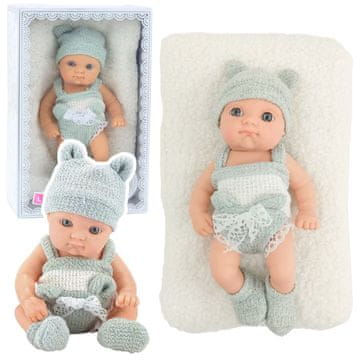 slomart Lutka beba s dekicom (sivo-bijela odjeća, 18 cm)