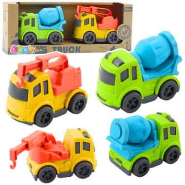slomart LEAN TOYS Set građevinskih vozila: miješalica, kamion s kukom (BIO plastika)