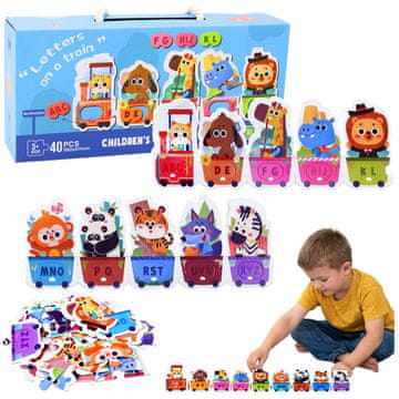 slomart LEAN TOYS Edukativne puzzle s abecedom i životinjama - vlak, 40 kom.