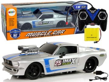 R/C sportski automobil 1:16 srebrno-plave pruge s daljinskim upravljačem
