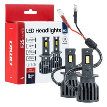 slomart Auto LED žarulje AMiO F25 Silver Full Canbus H3 52W