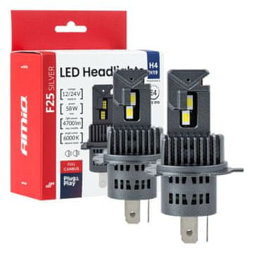 slomart Auto LED žarulje AMiO F25 Silver Full Canbus H4/H19 58W