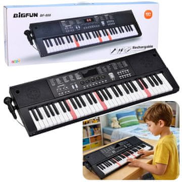 slomart LEAN TOYS Električni klavir s mikrofonom, 200 zvukova, 61 tipka, 78cm