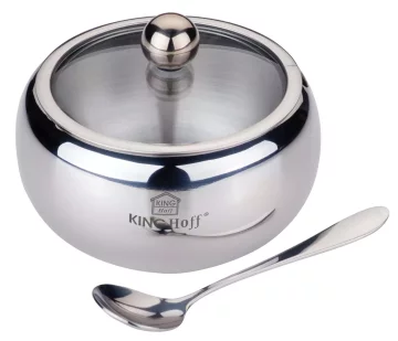 slomart Posuda za šećer KINGhoff sa žličicom, stakleni poklopac, 460ml