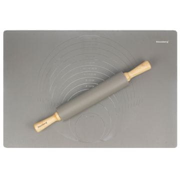 slomart Klausberg silikonski set za tijesto: podloga (60x40cm) i valjak (43,5cm), siva