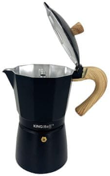 slomart Aparat za kavu espresso KING Hoff KH-1886, 6 šalica, aluminij, crna/drvo