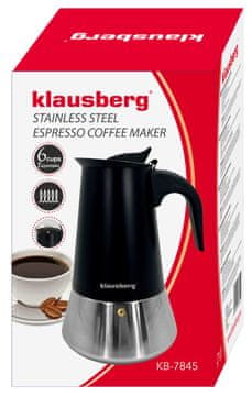 slomart Aparat za espresso Klausberg KB-7845, 6 šalica, nehrđajući čelik, crni/srebrni