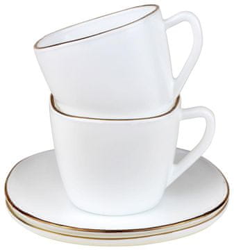 slomart KING Hoff set šalica, 12 kom, kvadratne, opal, bijela/zlatna, KH-1930