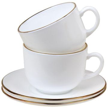 slomart KING Hoff set šalica s podmetačima, 12 kom, opal, bijela/zlatna, KH-1929