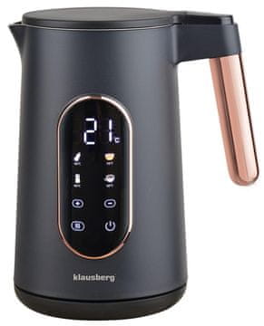 slomart Klausberg kuhalo za vodu KB-7892, crna/rose gold, podesiva temp., 1,7l