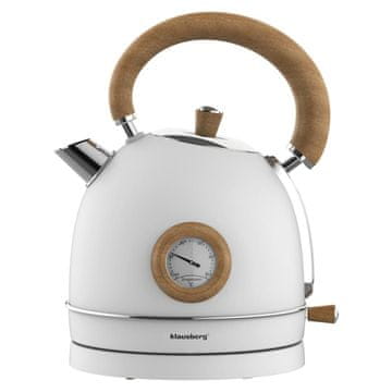 slomart Klausberg KB-9007 električni kuhalo s termometrom, nehrđajući čelik, 1,8l, bijeli s drvetom