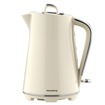 slomart Klausberg KB-9016 električni kuhalo, nehrđajući čelik, 1,7l, 1850-2200W, krem