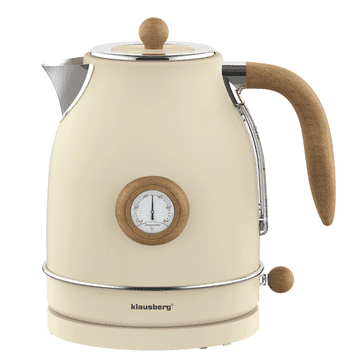 slomart Klausberg KB-9006 retro električni kuhalo, 1.7L, krem, nehrđajući čelik 304