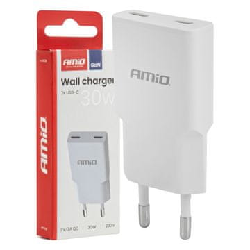 AMIO 230V 30W GaN 2xUSB-C zidni punjač -04839